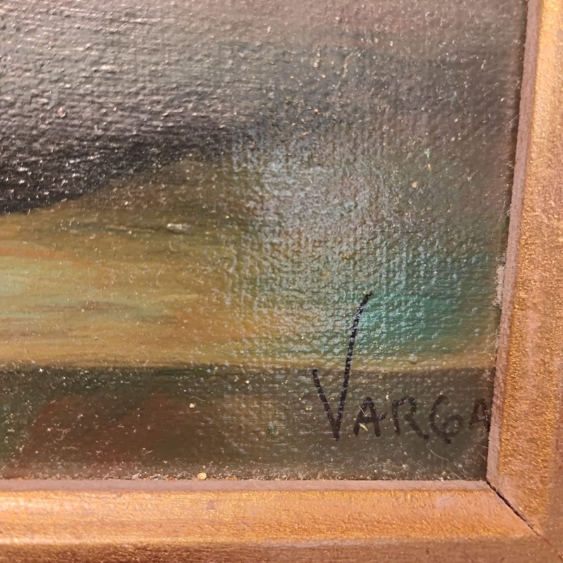 Floral Oil Painting Ornate Gold Frame Signed VARGAS 22 x19 gallery