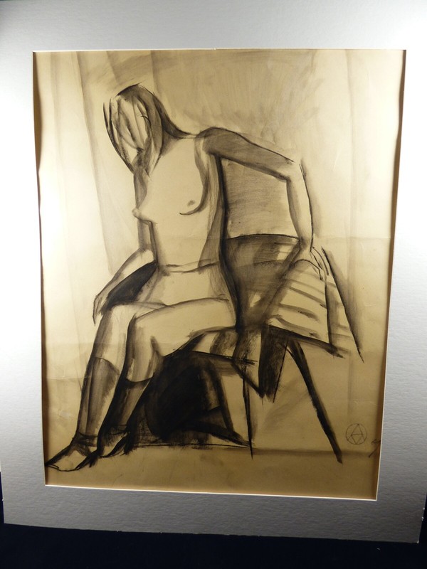 1969 European Art Original Drawing Painting Paper Women Model Abstract sketch gallery