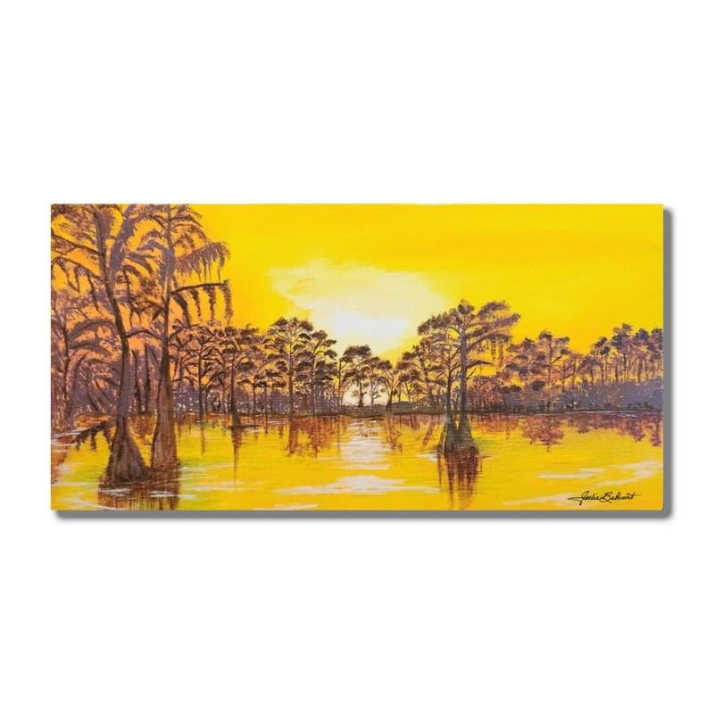 Bayou Sunrise Landscape Original Acrylic Painting by Julie Belmont