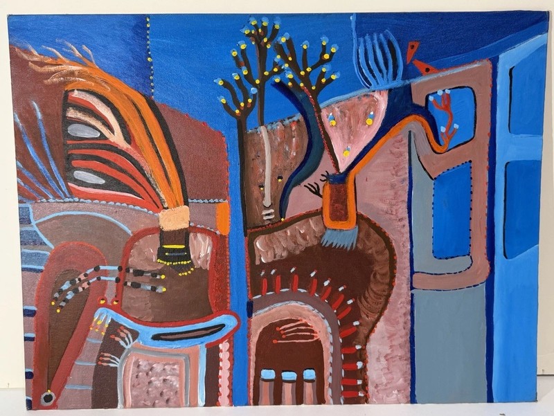 Visionary Expressionist Dream Painting By New York Outsider Artist Louise Abrams