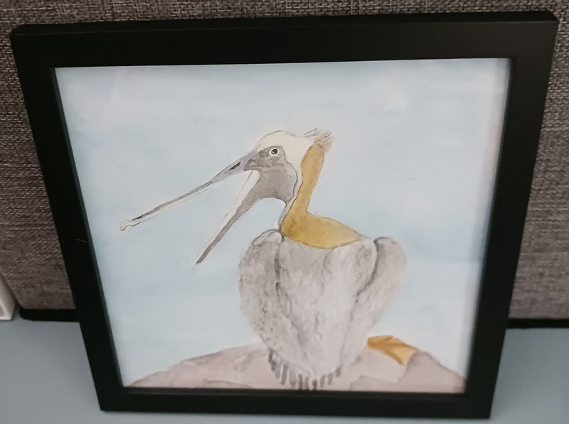 Framed Original 8 x 8 inch Watercolor and Ink on Paper.