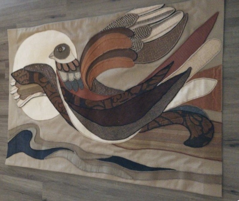 Helen Weber Fiber Art Dove Textile With COE Number 39/100