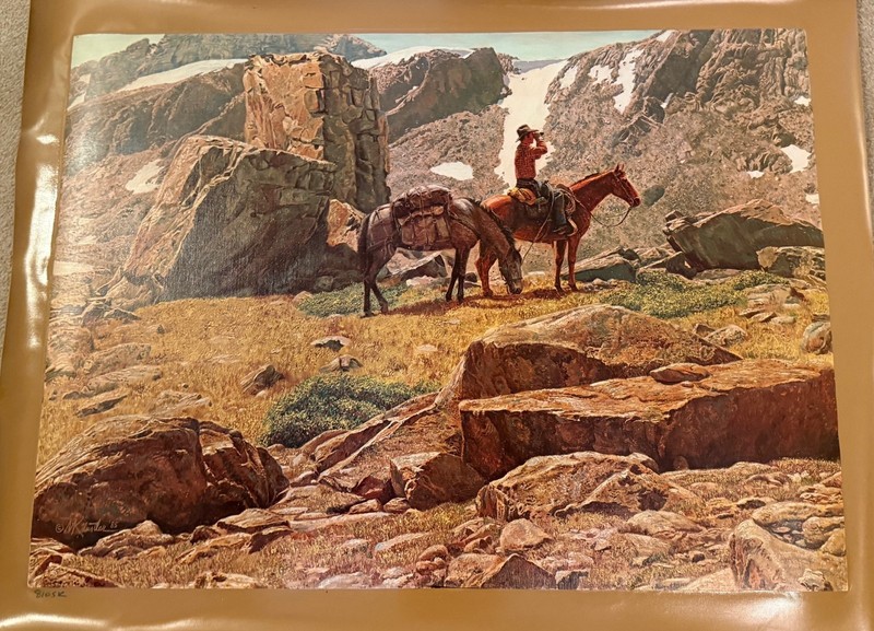 AUTHENTIC ARTAGRAPH OIL «BIG HORN RENDEZVOUS » BY M. KUNSTLER, SIGNED 44/1000