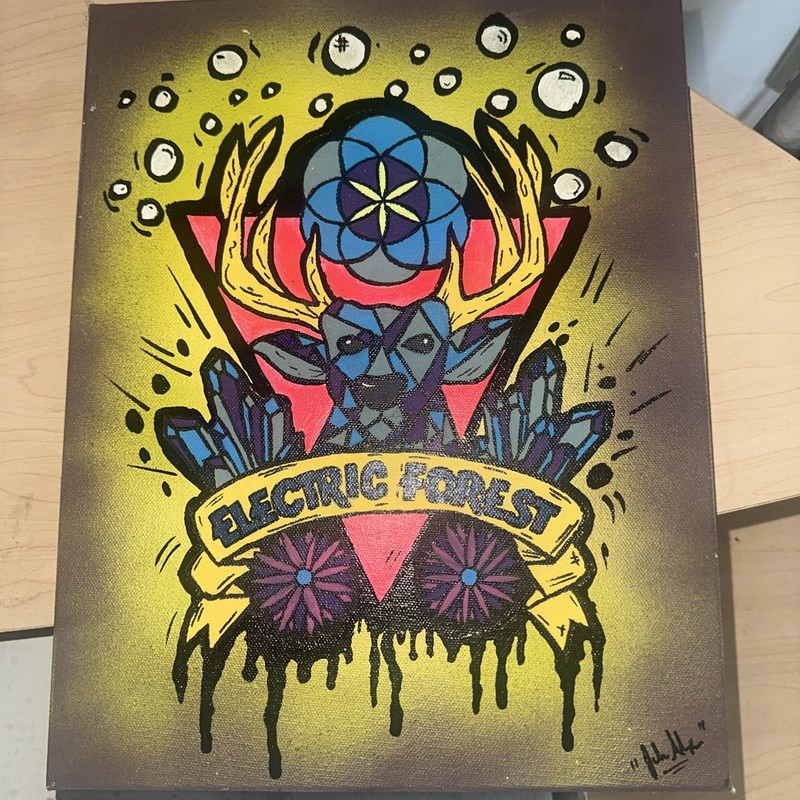 Electric Forest Signed Canvas With Pin