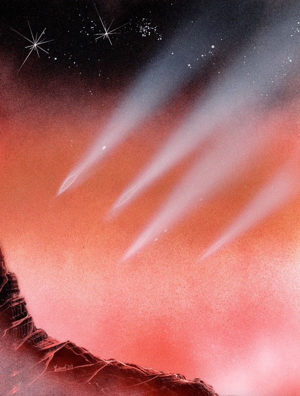 Original Space Spray Art Painting Signed by Jason Girard with a Space Scene.