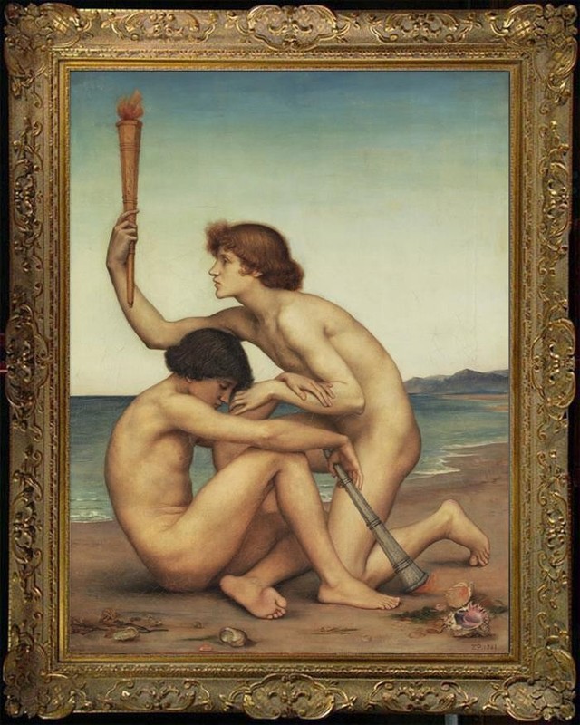 Handmade Old Master-Art Antique Oil Painting male boy men on canvas 24″X36″