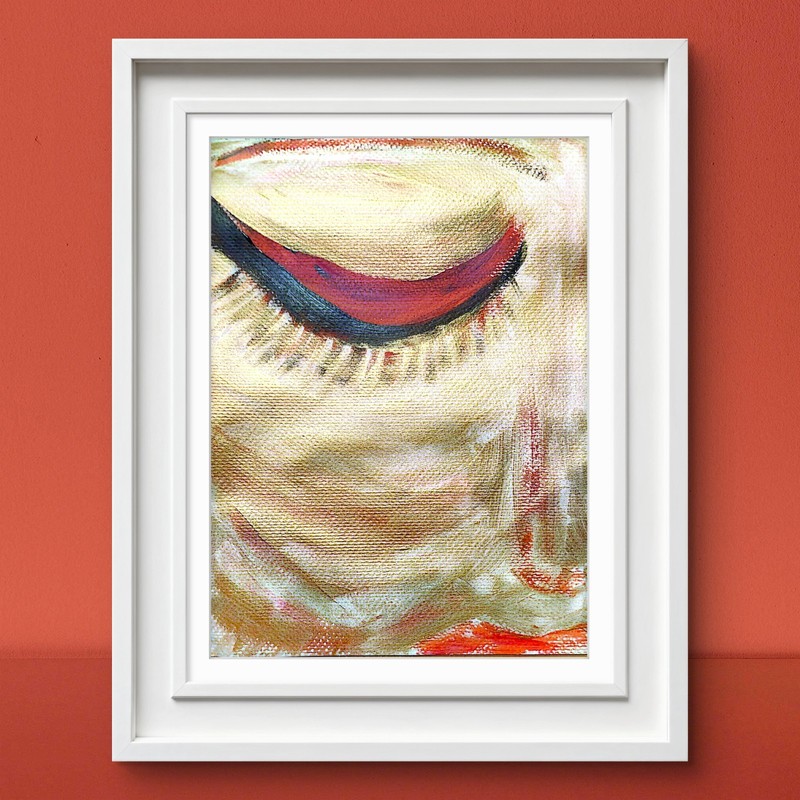 Golden Lady Looks Down Contemporary Expressionist Original Watercolor 9x12 Paper gallery