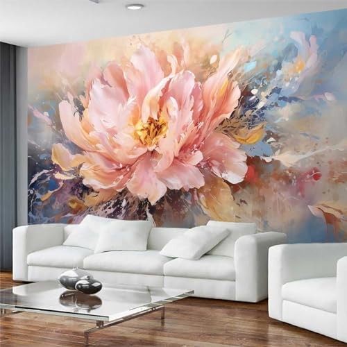Pink Peony Background Oil Painting Floral Texture Mural, Modern 170" x 108" 136 gallery