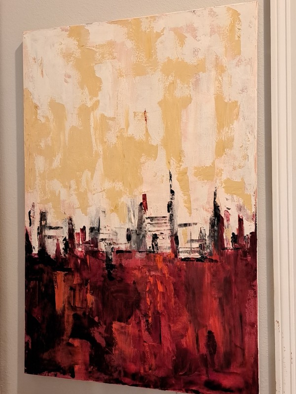 Abstract Painting Original Acrylic Modern Wall Art 36×24 Signed