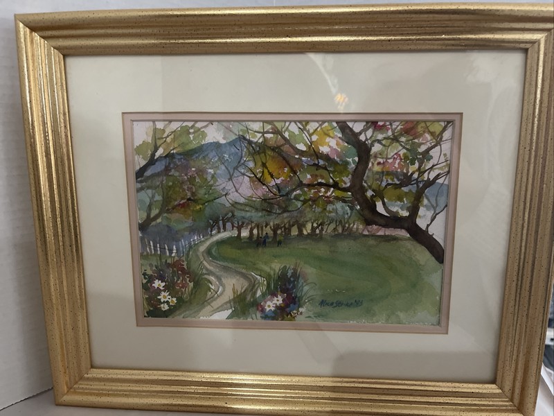Landscape Painting Summer Trees Path Road Signed Alice Strike 12×14” Framed 1993