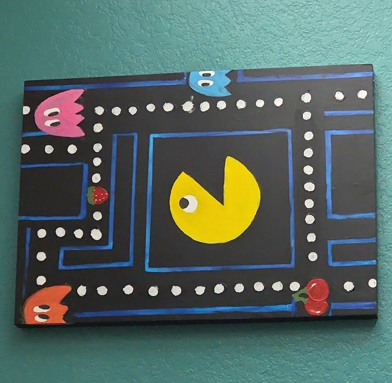 Pac-Man & Ghosts Video Game Arcade Pop Art Canvas Painting, Unframed
