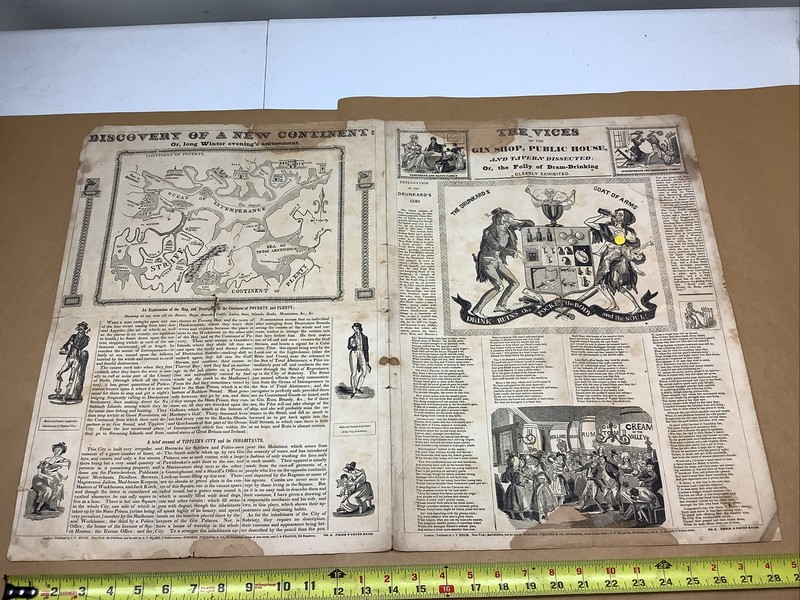 J.V. Quick New York The Drunkards Coat Of Arms Broadside 1850’s RARE!!!