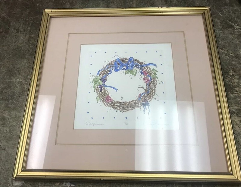 Vintage Small Original Painting Flowers by Maya Baynes Signed Framed Art 13 Inch