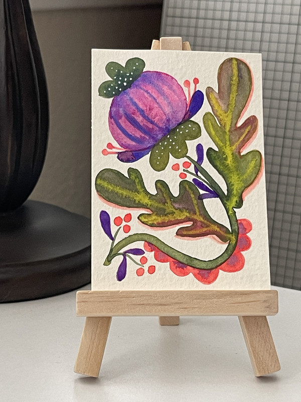 ACEO Original Watercolor Painting “Princess Poppy” signed ATC Heidi Herrera
