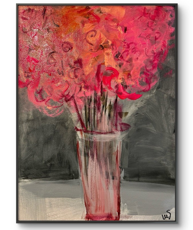 Original Abstract Expressionism 12×16 Flowers in a Glass Handmade Signed Art