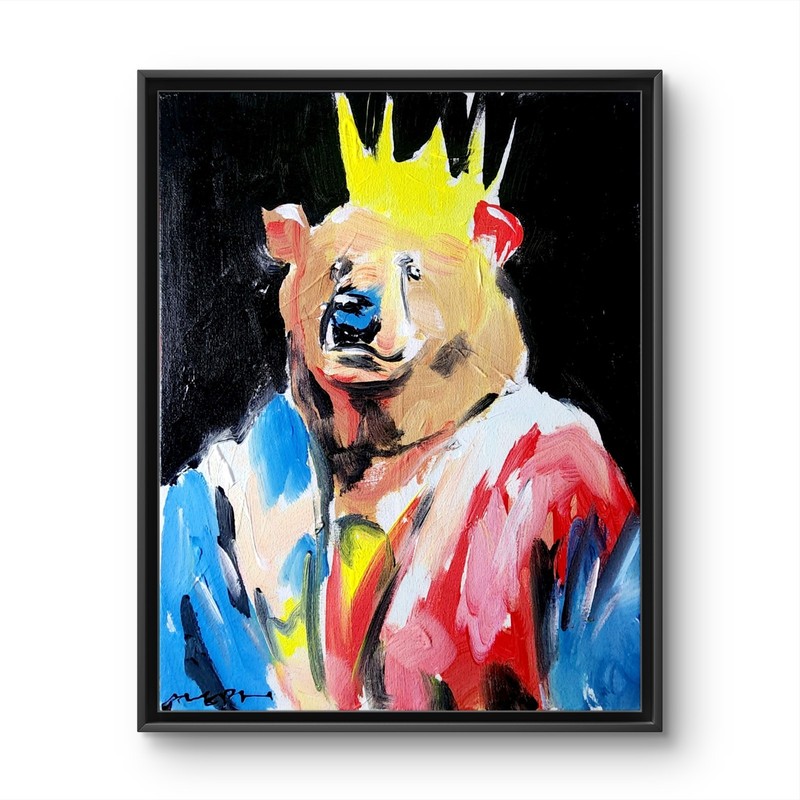 Original Abstract Painting Bear Canvas Neo Expressionist Fine Art Decor 11×14
