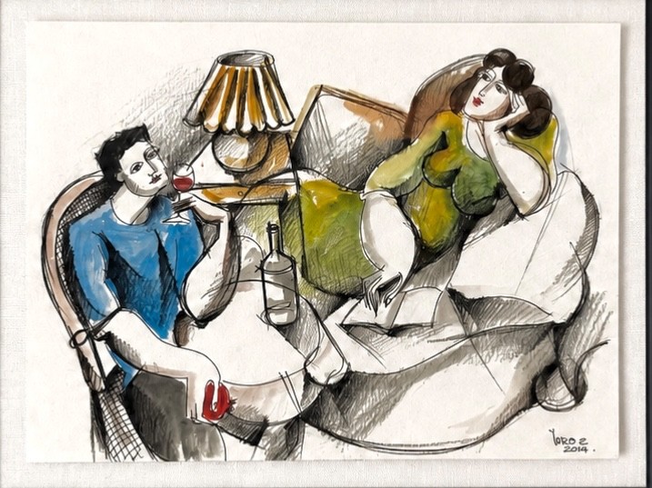 Original small acrylic, contemporary painting by Yuri Yuroz bought from artist