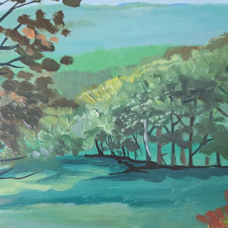 Original Mid Century Canadian Landscape Oil Painting On Board R.G.Maurice Framed gallery