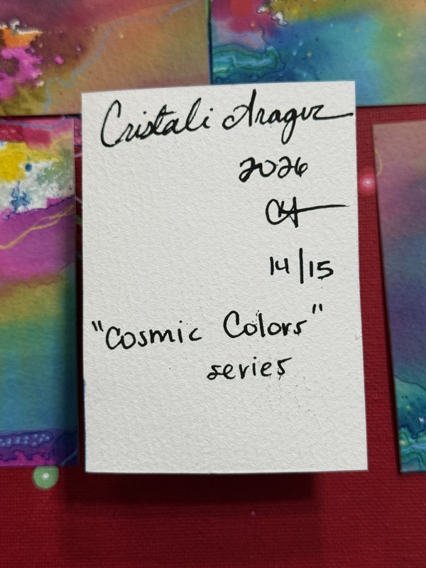 ACEO Original Abstract Watercolor Painting 14/15 “Cosmic Colors” gallery