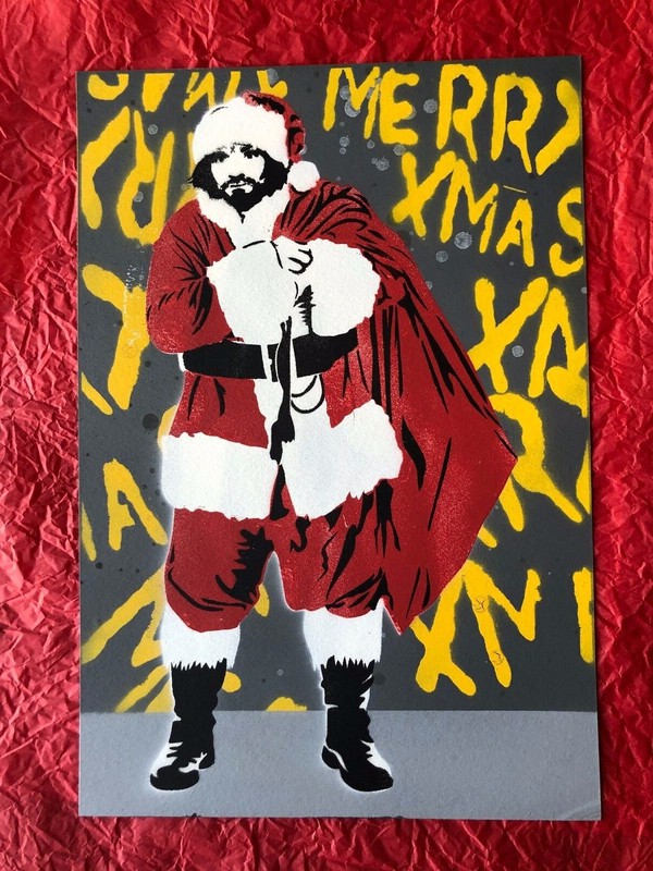 Denial «Manson-Claus» Hand Painted Stencil on Recycled Card-stock/ Signed #/10