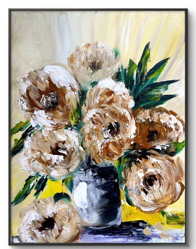 DIPANT Original Art Vintage 12×16 Canvas Flowers Gallery Fine Art Collector