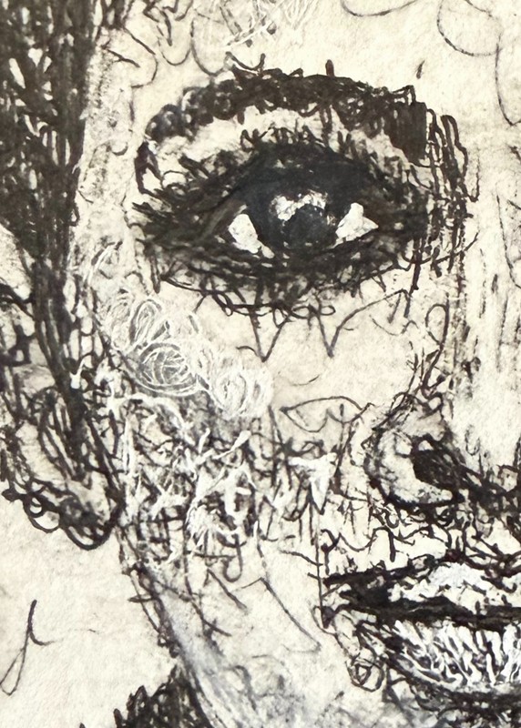 ACEO Original Pen and Ink + Charcoal, Pretty Female Portrait, 3.5"x2.5" by GEM gallery