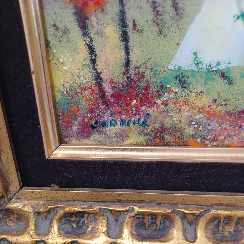 Vintage French Impressionist Enamel on Copper Painting Artist Signed Jordine gallery