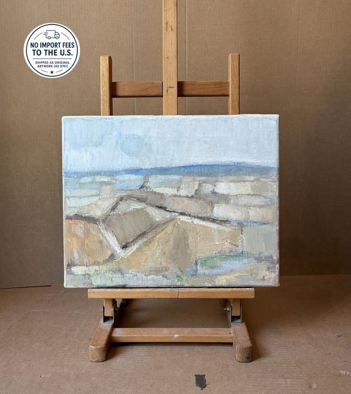 John Laursen. Fine Mid Century Abstracted Danish Landscape Oil Painting. COA