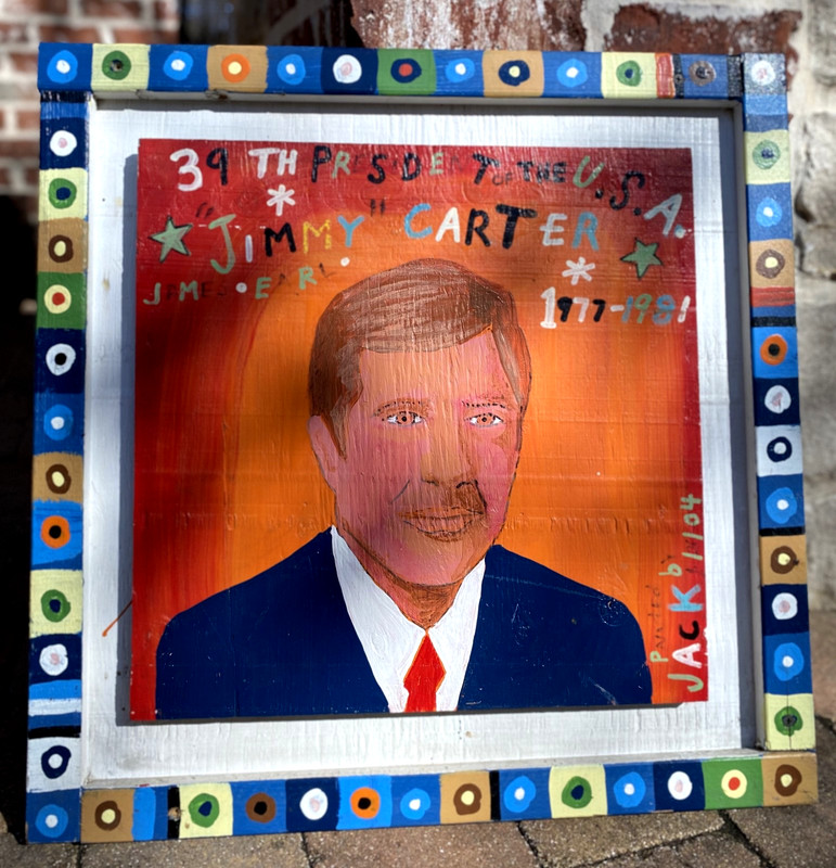 Jimmy Carter painting by Jack Poppitz "House of Blues" 22x22 inches gallery