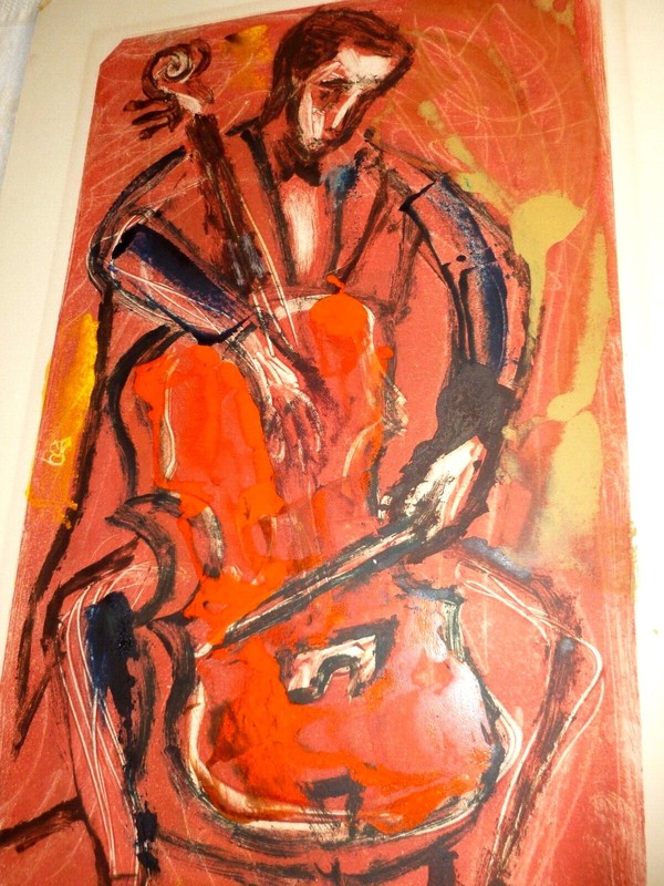 IRVING AMEN ORIGINAL PAINTING – CELLIST – 10 1/2″ x 19″