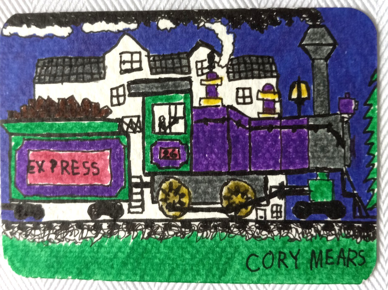 ACEO Art Card «The Scenic Express» Watercolor Trade Keep Original Signed Train