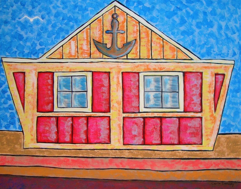 Painting Original Direct From Signed By Artist Set of Three 3 Beach Houses Art gallery