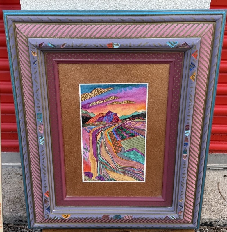 Fran Larsen Shimmering Sunrise 1995 Watercolor Framed Art 18×22