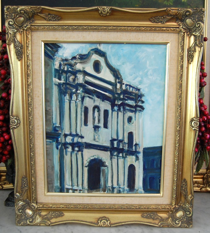 FRAMED ORIGINAL HECTO VIDAL OIL «IGLESIA DE LA MERCED STUDY II» OLD HAVANA, CUBA