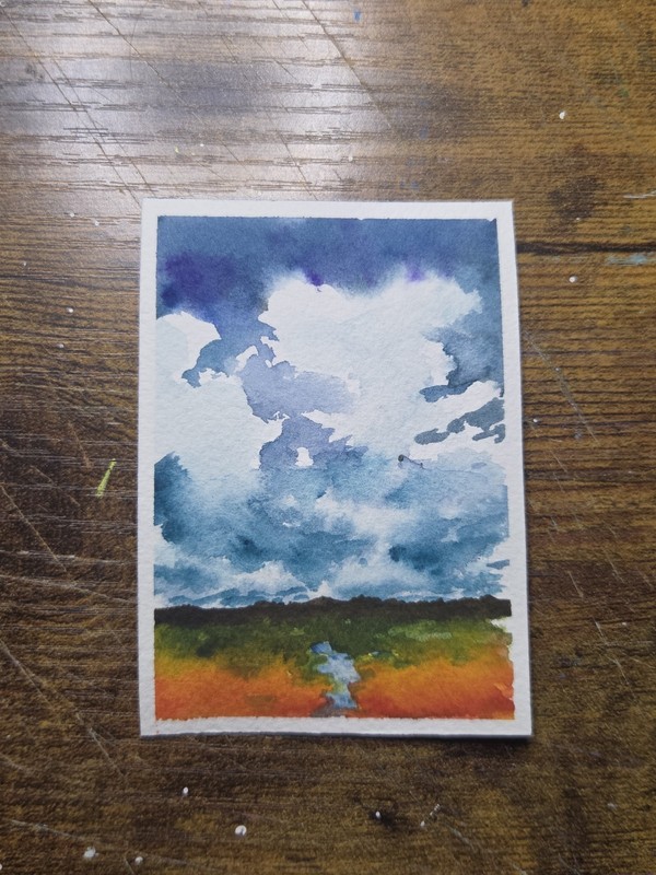 ACEO watercolor Painting Beautiful Sunset (2.5×3.5 inches)
