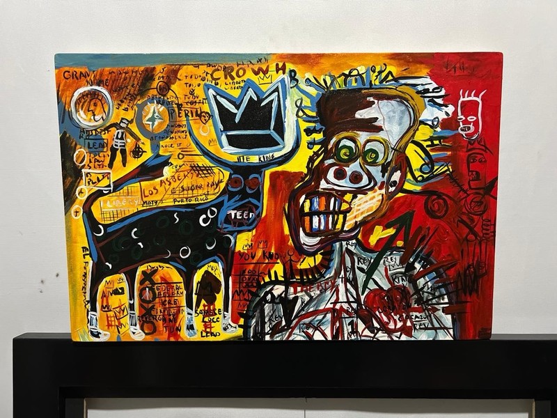 Jean-Michel Basquiat – Amazing Oil Painting – Signed – Stamped – A1