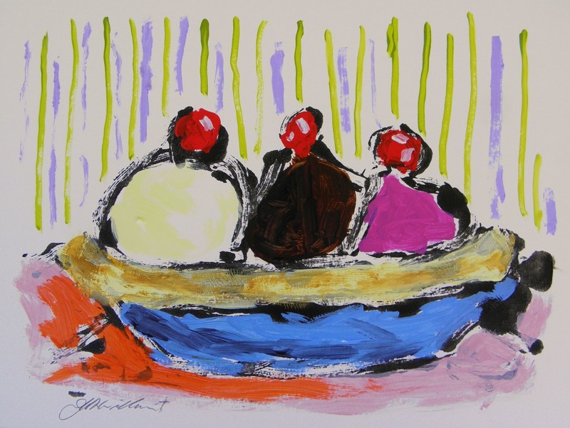 Original Ice Cream Food Acrylic Impressionism