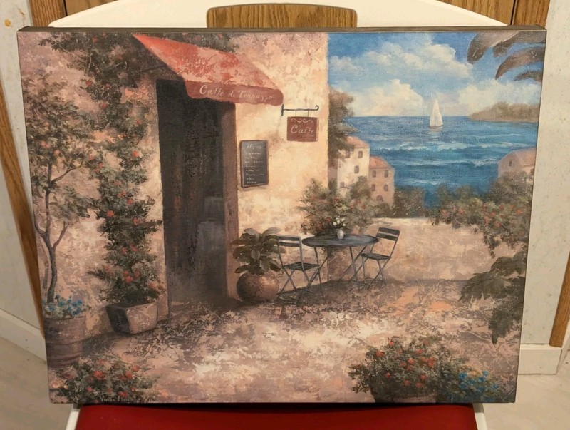 Caffe di Terrazo painting By Vivian Flash 20″ By 16″ By 1.5″ Canvas Oil Artwork