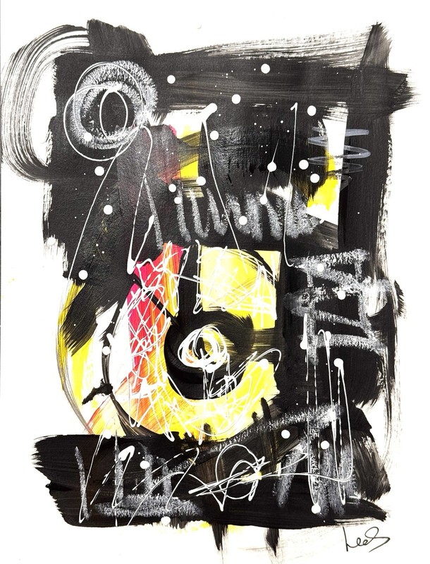 Original Abstract Expressionism 9x12 Black Yellow Paper Signed Fine Art 18 gallery