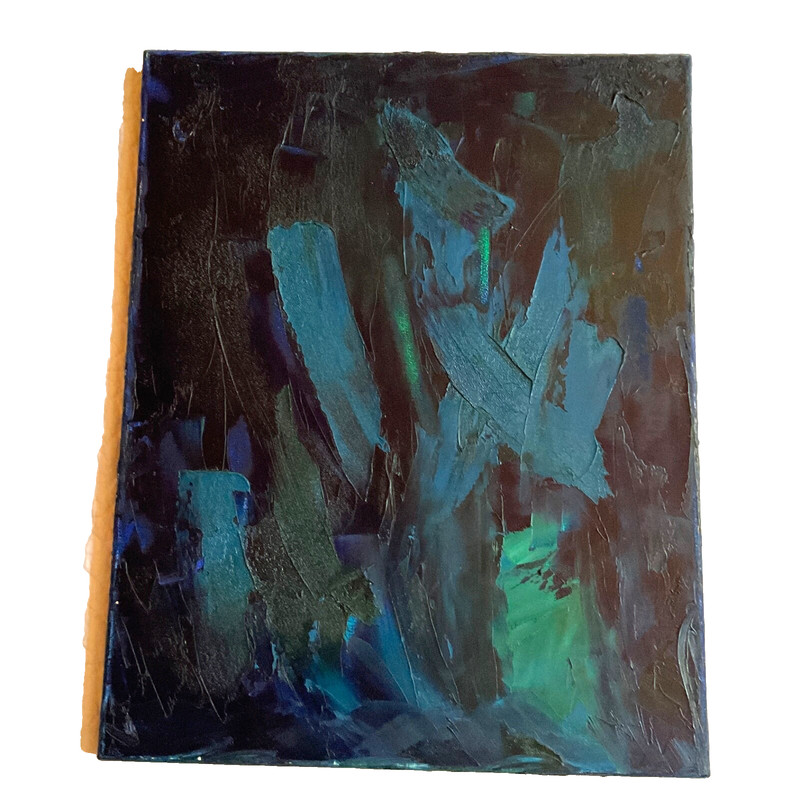 ABSTRACT hand painted original acrylic PAINTING deep blues “light in the darknes