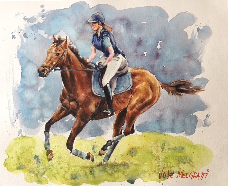 «Equitation» Watercolor Painting Original 8″ X 10″ NOT A PRINT