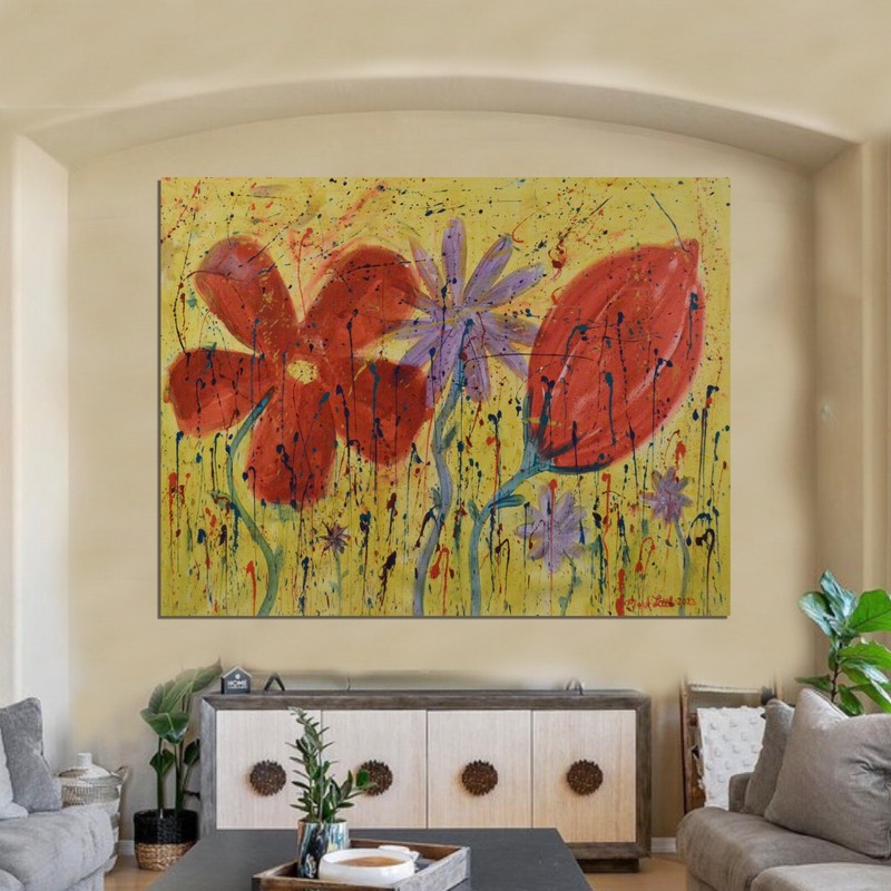 Mark Little￼ Profession￼al Canvas Painting 81” X 62”(6ft 9in)Abstract Floral XL