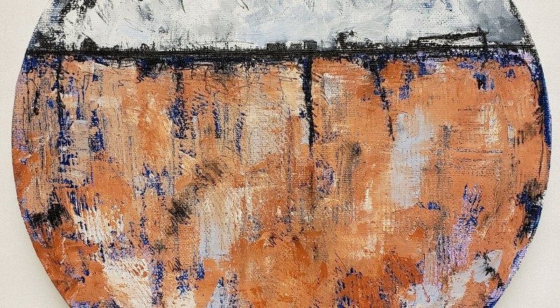No.572 Original Abstract Modern Minimal Round Painting By K.A.Davis Art gallery