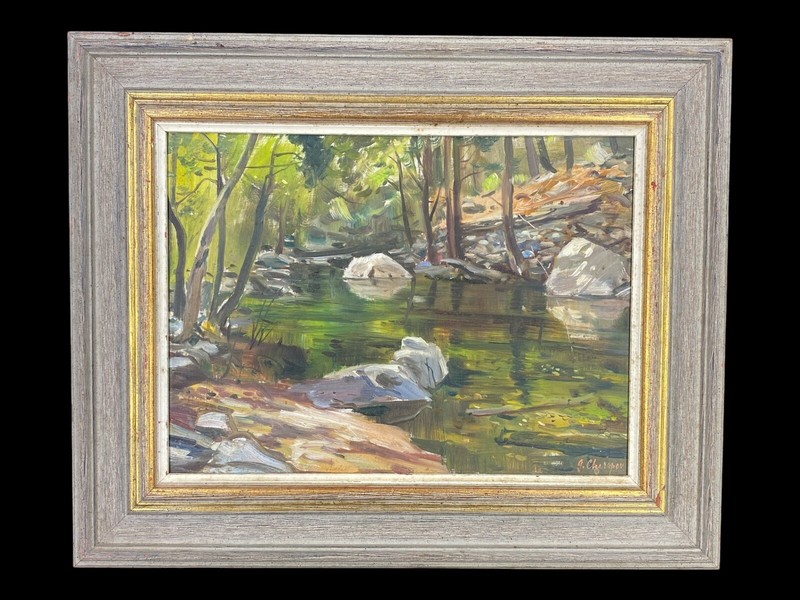 George Cherepov (Russian American 1909–1987) Landscape Creek Oil Painting gallery