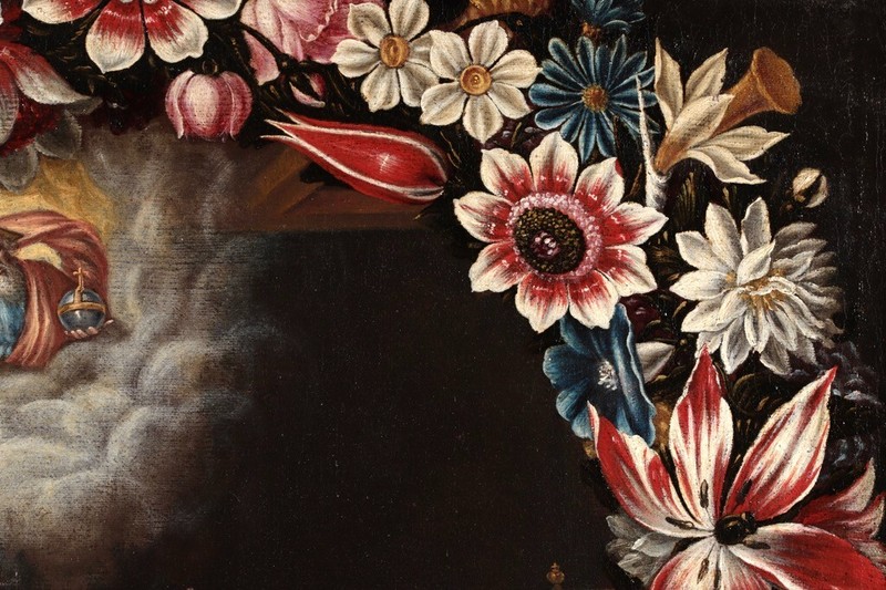 17th CENTURY LARGE DUTCH OLD MASTER OIL CANVAS , Flowers, FIRST BATH OF CHRIST gallery