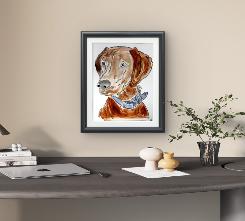 Family dog modern wall art expressionist painting 14X11 Gallery Paper original gallery