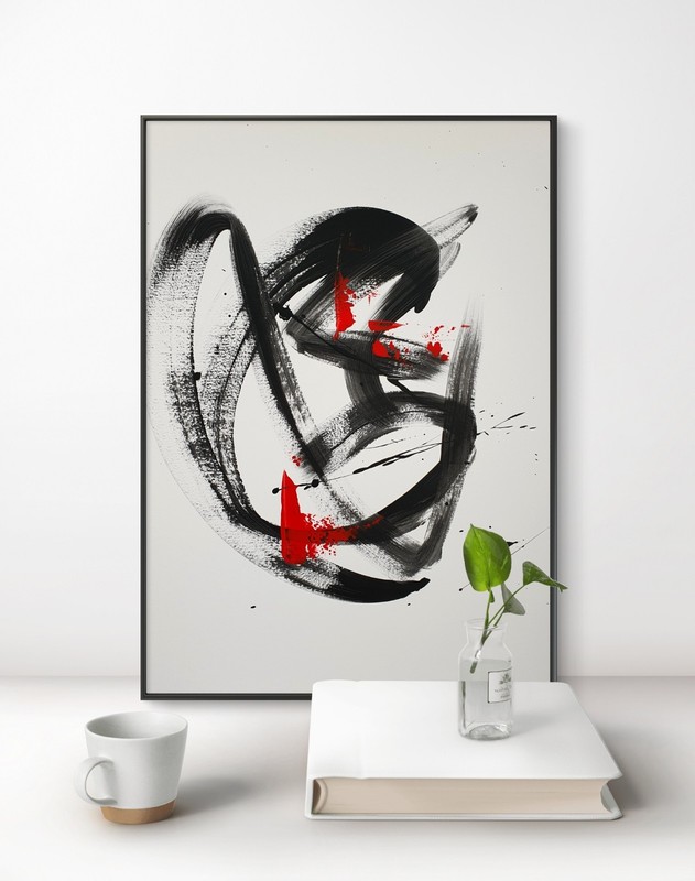 ORIGINAL ACRYLIC PAINTING 16x23 INTERIOR ABSTRACT WALL ART HAND PAINTED ON PAPER gallery