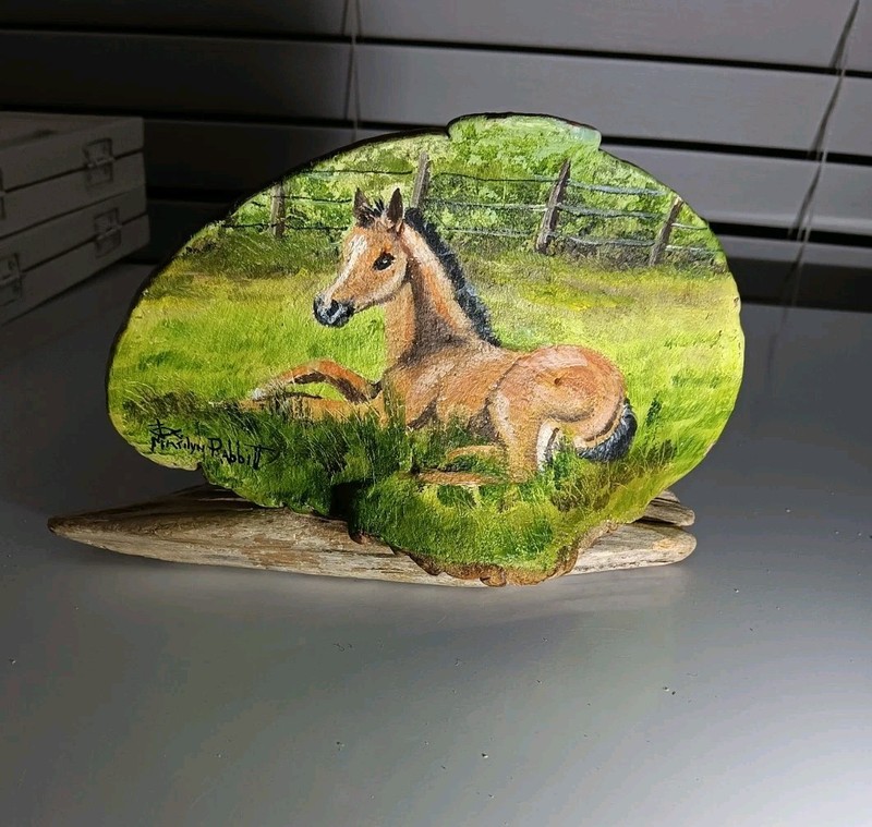 Vtg Painting Horse Foal Tree Conk Fungus Signed Art Rustic Decor Western OOAK gallery
