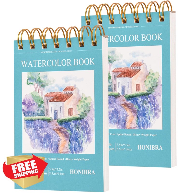 HONIBRA Teal 3.5×5.5 Watercolor Pad 2 Pack