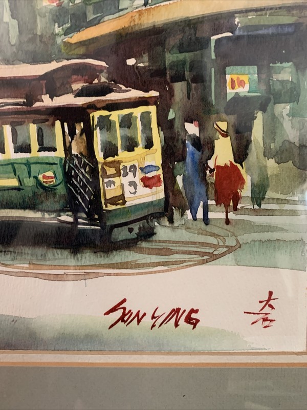 Sun Ying Cable Car San Francisco China Town Watercolor Painting Gorgeous History gallery